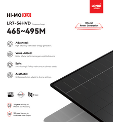 LONGi Hi-MO X10 475W Bifacial N-Type Dual Glass Solar Panel – LR7-54HVD-475M